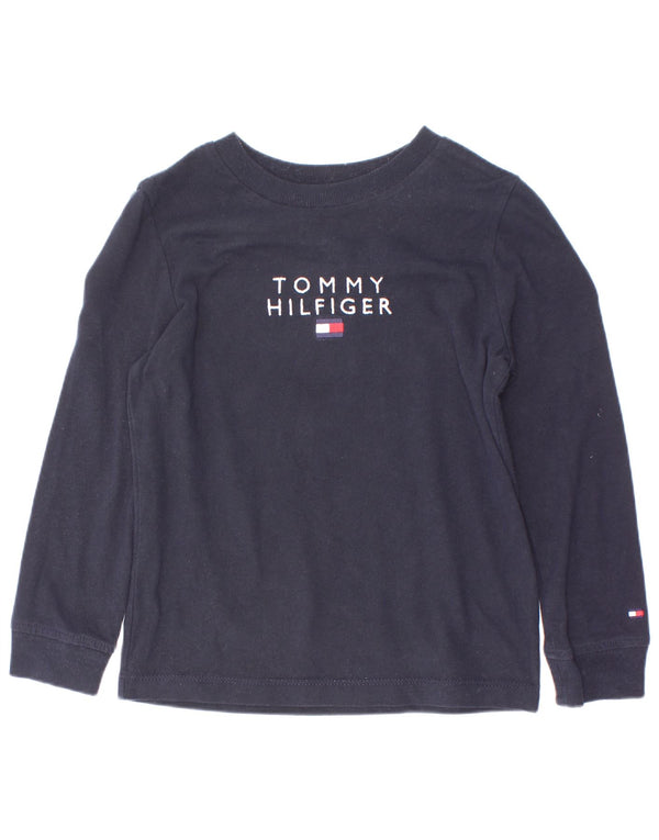 Tommy Hilfiger Boys Graphic Top Long Sleeve 4-5 Years Navy Blue Cotton