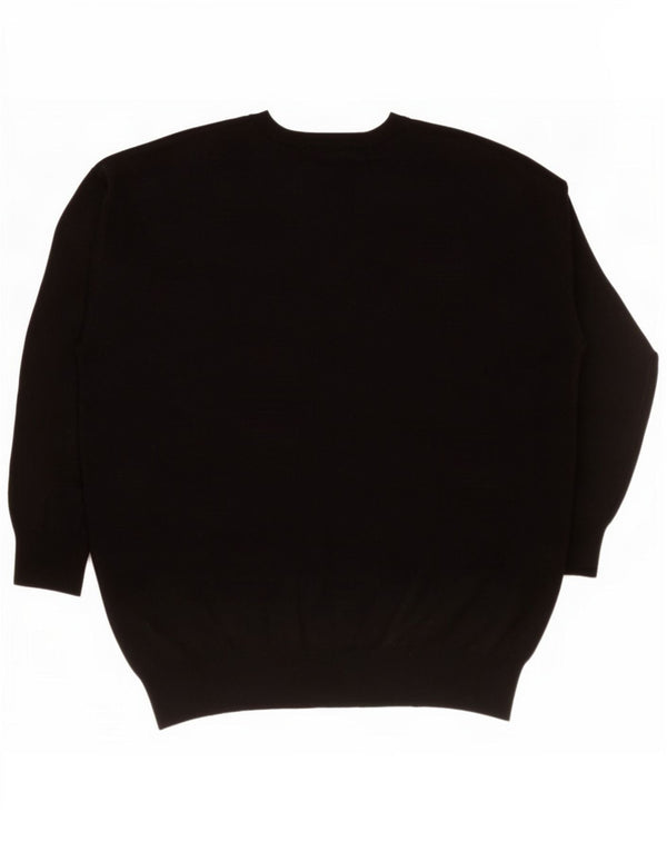 Zara Womens Oversized V-Neck Jumper Sweater UK 18 XL Black