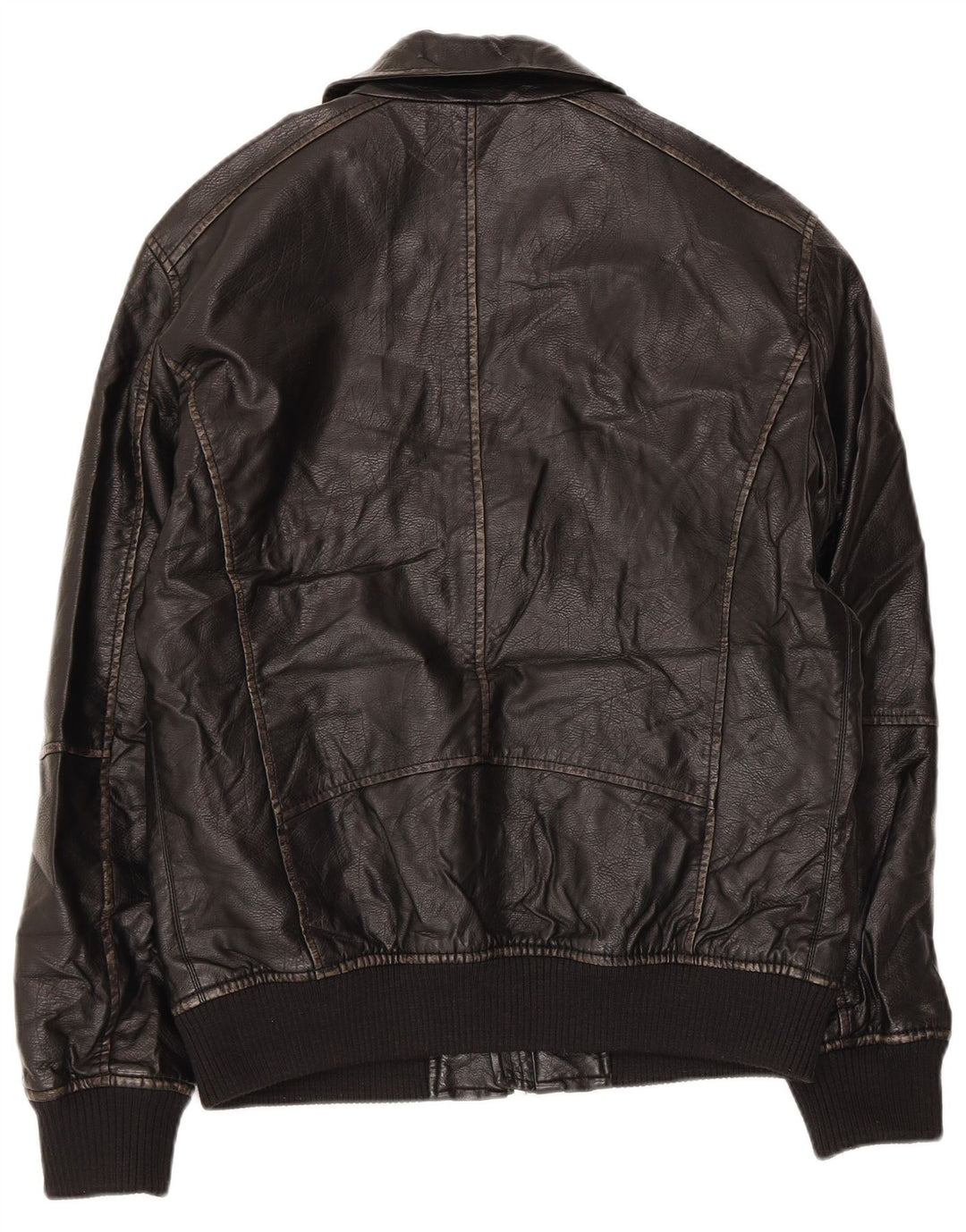 Zara Mens Leather Jacket UK 38 Medium Black Polyurethane