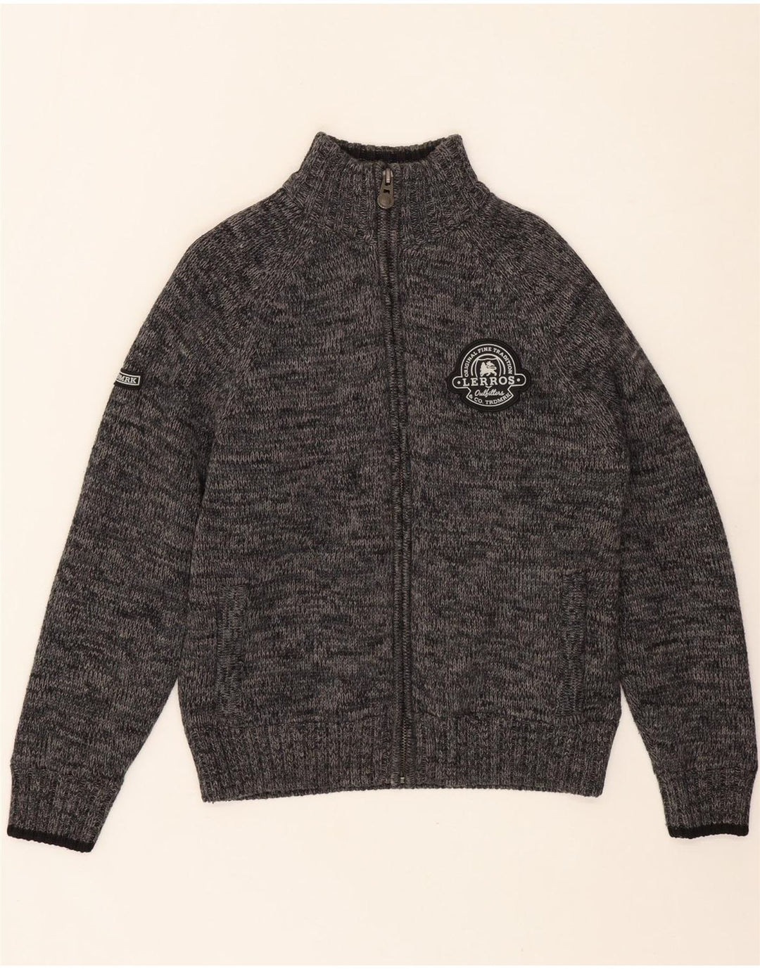 LERROS Mens Cardigan Sweater Medium Grey Flecked Vintage Lerros and Second-Hand Lerros from Messina Hembry 