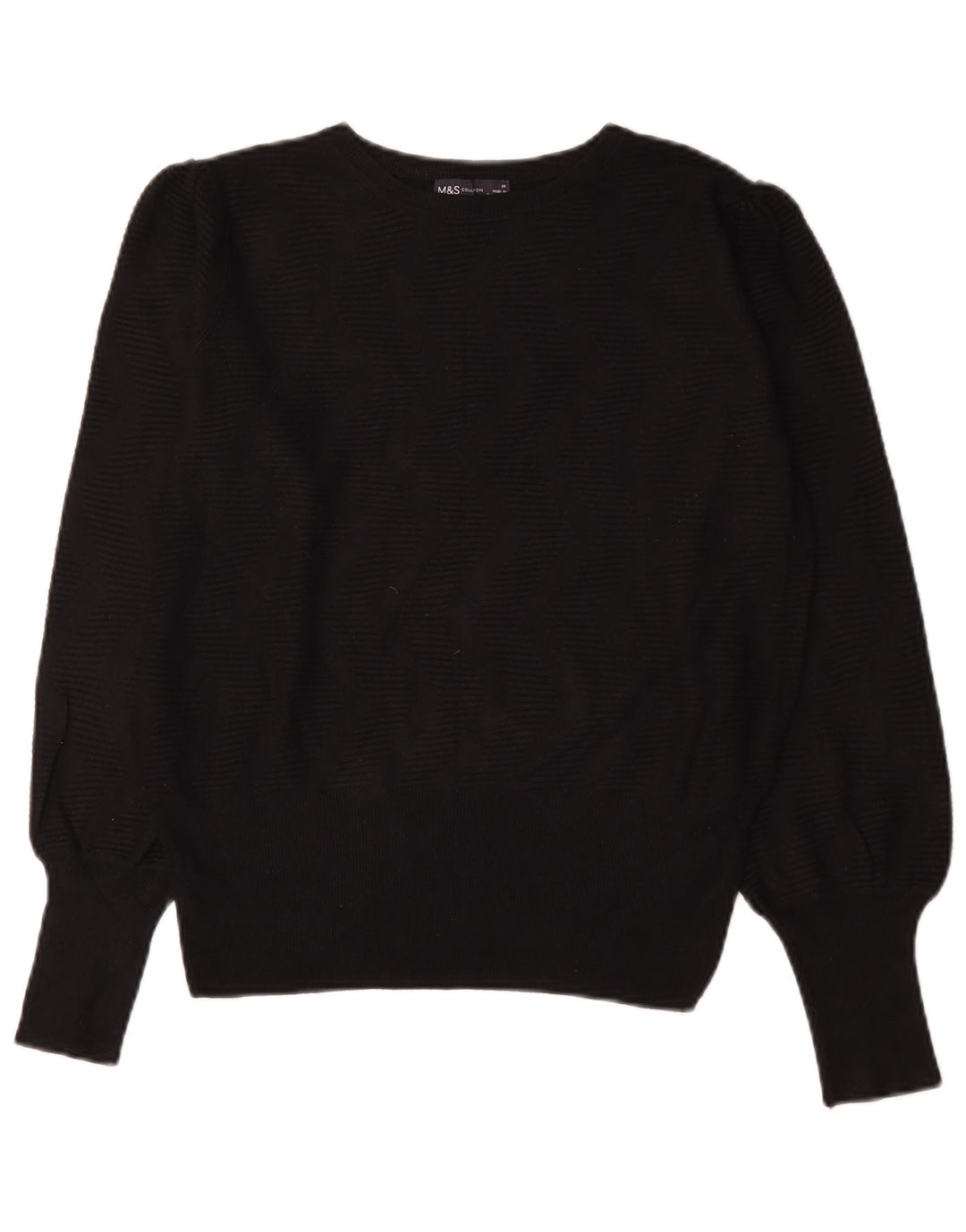Marks & Spencer Womens Boat Neck Jumper Sweater UK 14 Medium Black Viscose