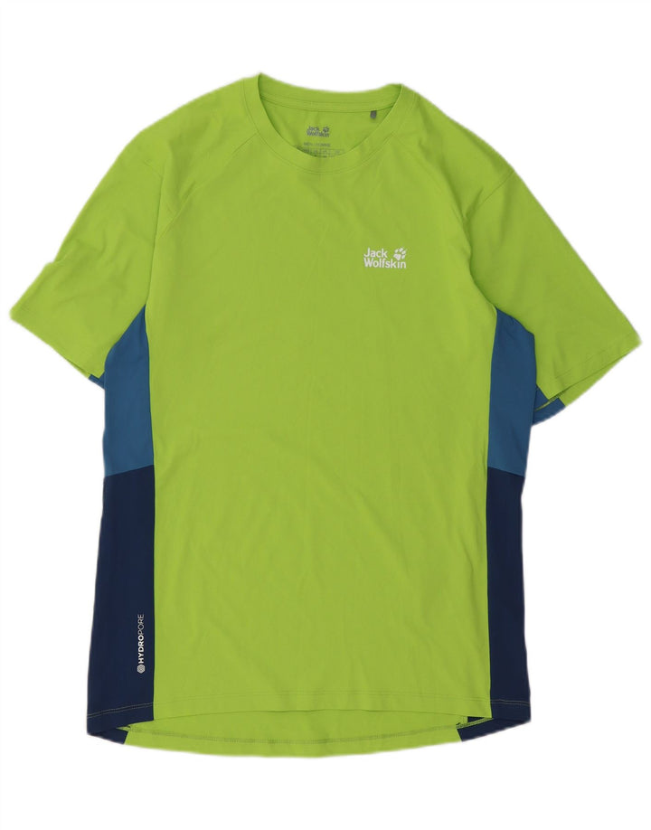 Jack Wolfskin Mens T-Shirt Top Small Green Colourblock Polyester