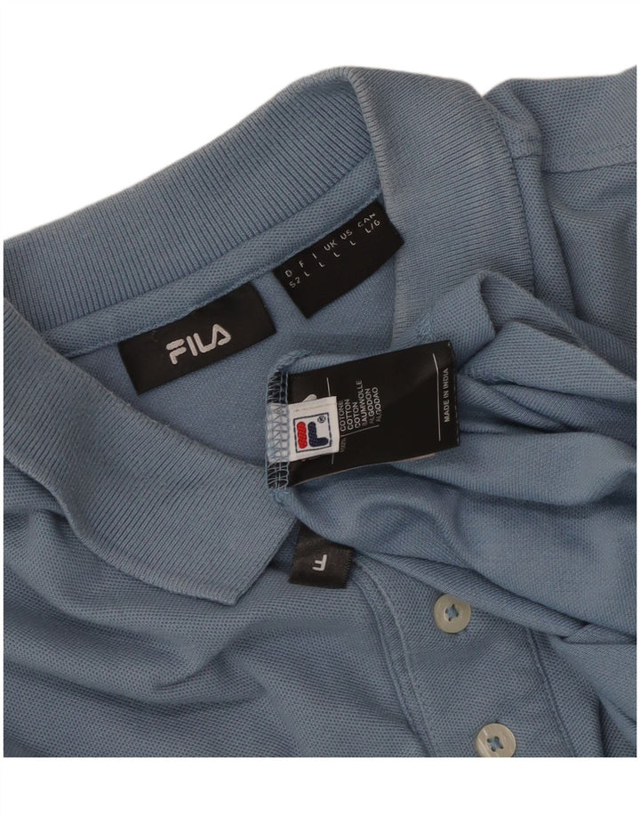 Fila Mens Polo Shirt Large Blue Cotton