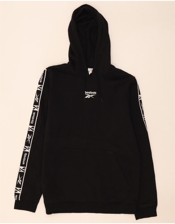 Reebok Mens Graphic Hoodie Jumper Large Black Cotton