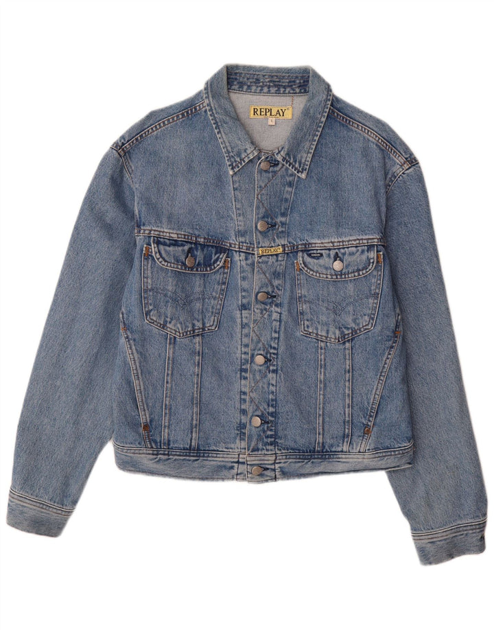 Replay Mens Denim Jacket UK 40 Large Blue Cotton