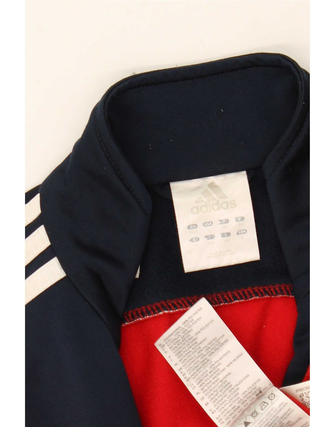 Adidas Boys Tracksuit Top Jacket 13-14 Years Red Colourblock Polyester