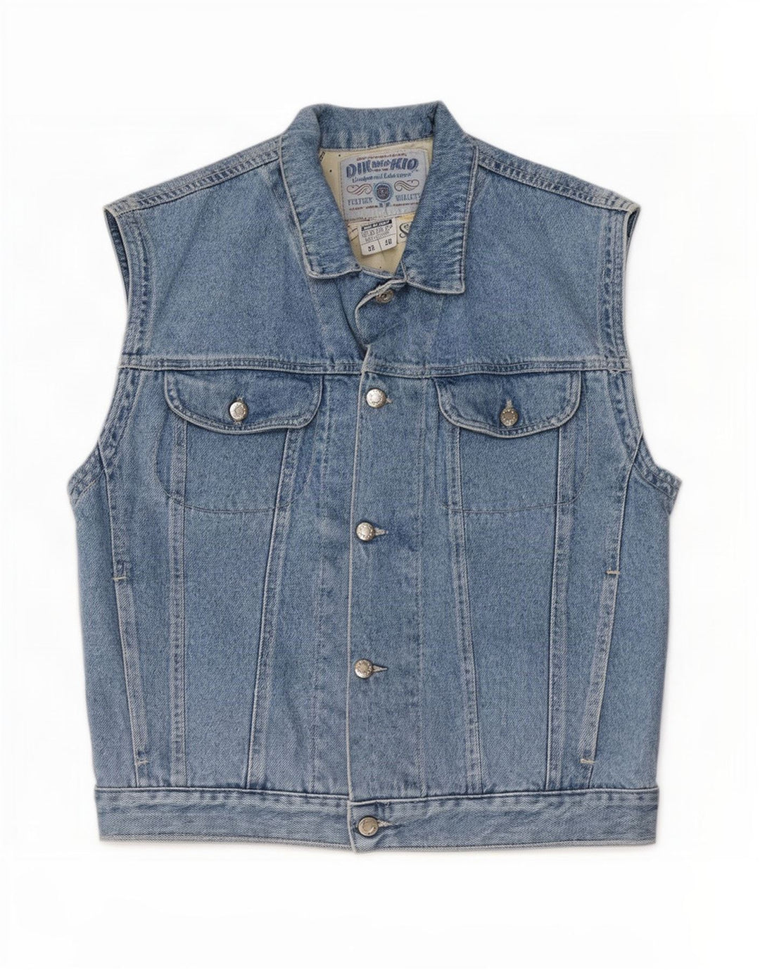 Vintage Mens Denim Gilet IT 46 Small Blue Cotton