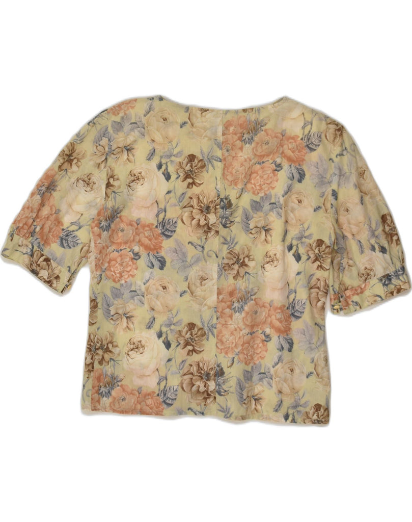 DIANA BENTALLS Womens Blouse Top IT 44 Medium Green Floral Cotton | Vintage Diana Bentalls | Thrift | Second-Hand Diana Bentalls | Used Clothing | Messina Hembry 