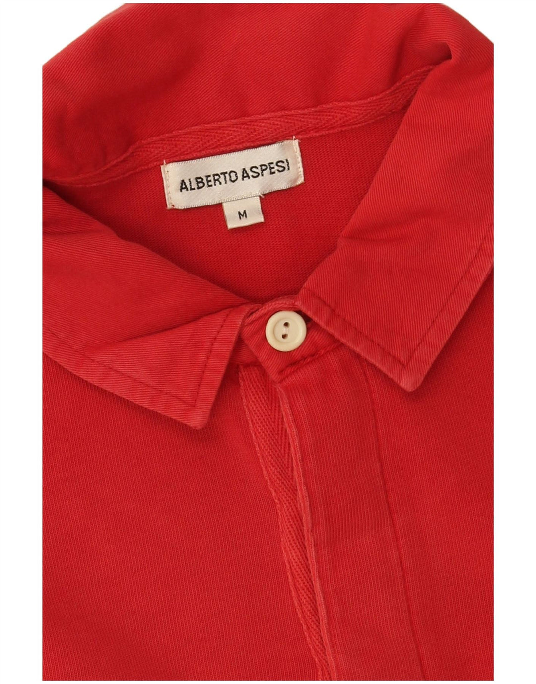 Alberto Aspesi Mens Long Sleeve Polo Shirt Medium Red Cotton