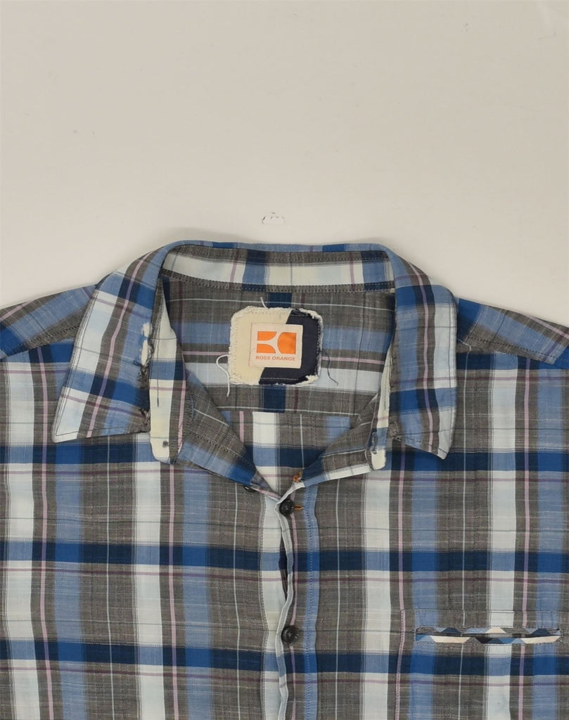 HUGO BOSS Mens Shirt Large Blue Check | Vintage Hugo Boss | Thrift | Second-Hand Hugo Boss | Used Clothing | Messina Hembry 