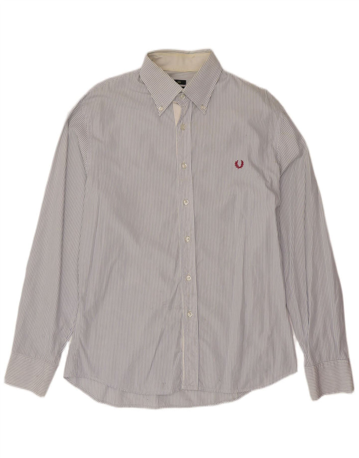 FRED PERRY Mens Slim Fit Shirt XL Blue Pinstripe