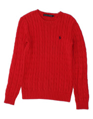 RALPH LAUREN Womens Crew Neck Jumper Sweater UK 10 Small Red Cotton