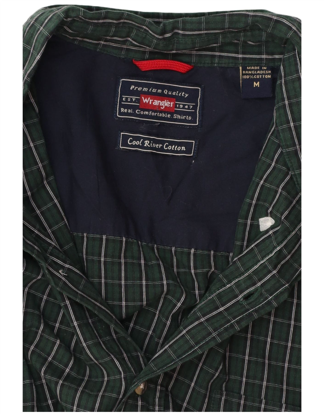 WRANGLER Mens Flannel Shirt Medium Green Check Cotton