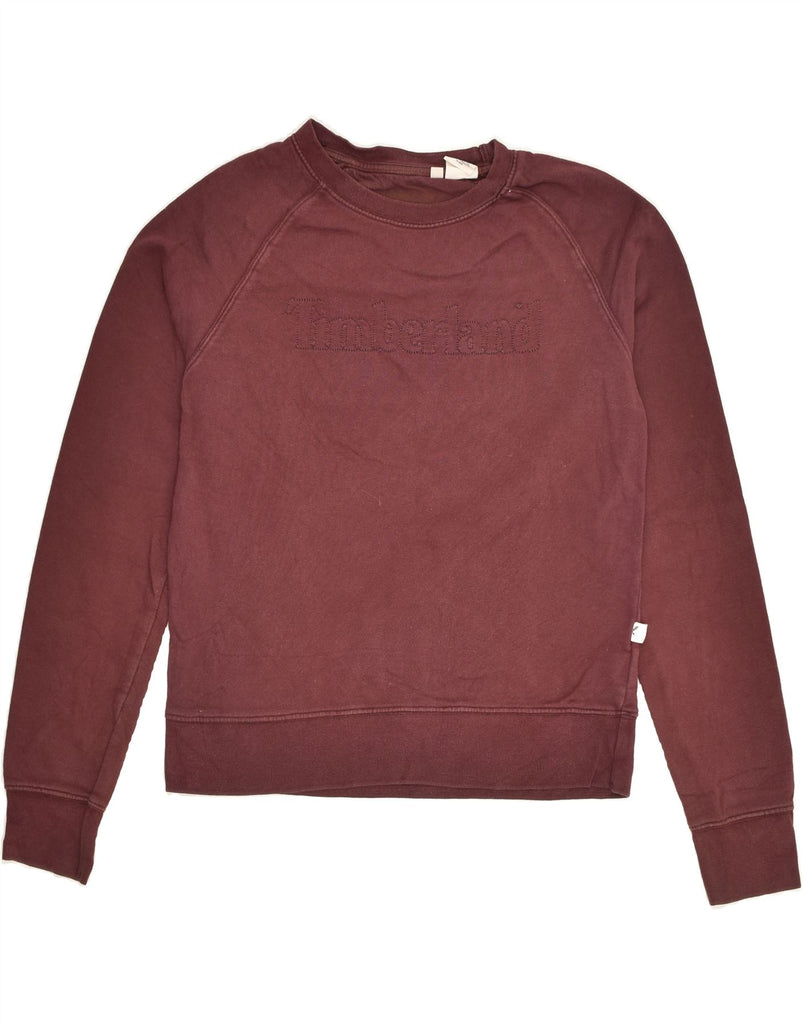 TIMBERLAND Womens Graphic Sweatshirt Jumper UK 14 Large Burgundy Cotton | Vintage Timberland | Thrift | Second-Hand Timberland | Used Clothing | Messina Hembry 