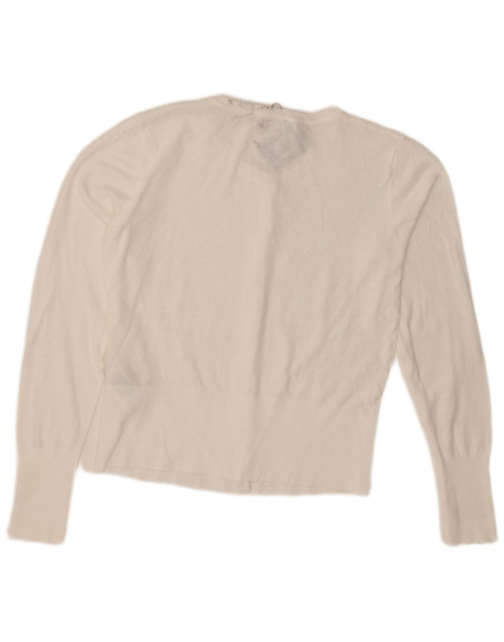 Oasis Womens Crop Bolero Jumper UK 12 Medium White Cotton