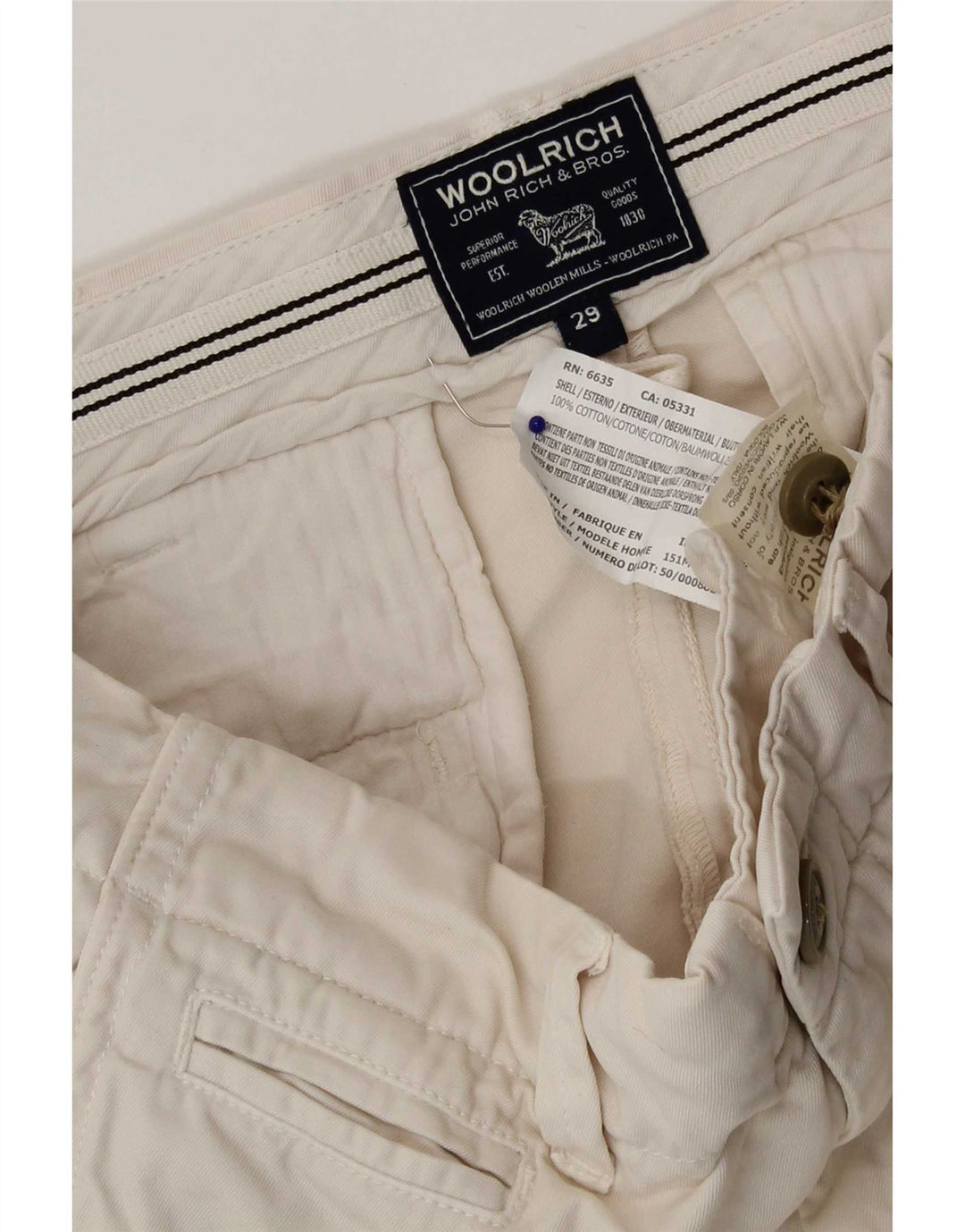 Woolrich Mens Chino Shorts W29 Small Off White Cotton