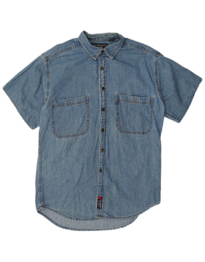 Levi's Mens Short Sleeve Denim Shirt Medium Blue Cotton