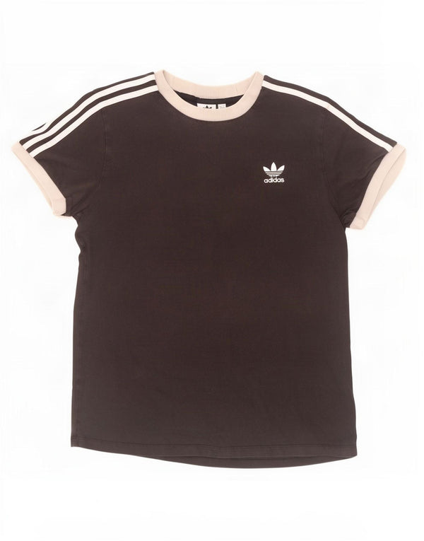 Adidas Womens T-Shirt Top UK 12 Medium Black Colourblock Cotton
