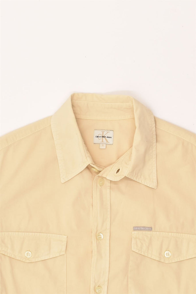 CALVIN KLEIN JEANS Mens Short Sleeve Shirt Small Yellow | Vintage Calvin Klein Jeans | Thrift | Second-Hand Calvin Klein Jeans | Used Clothing | Messina Hembry 