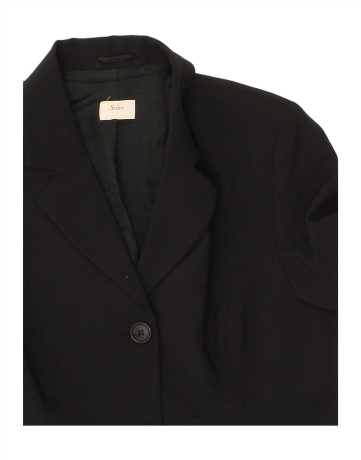 SISLEY Womens 3 Button Blazer Jacket IT 44 Medium Black Polyester Vintage Sisley and Second-Hand Sisley from Messina Hembry 