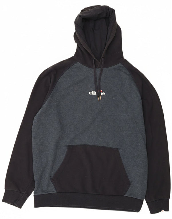 Ellesse Mens Hoodie Jumper XL Navy Blue Colourblock Cotton