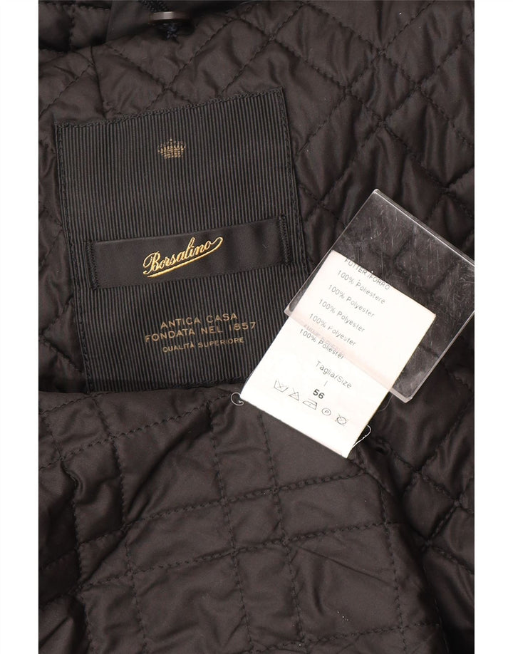 Borsalino Mens Raincoat IT 56 3XL Navy Blue Polyester Classic