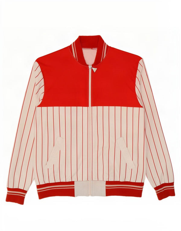 Vintage Mens Tracksuit Top Jacket Large Red Striped