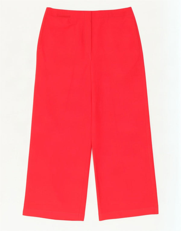 Zara Womens High Waist Wide Leg Casual Trousers Large W30 L29 Red Polyester