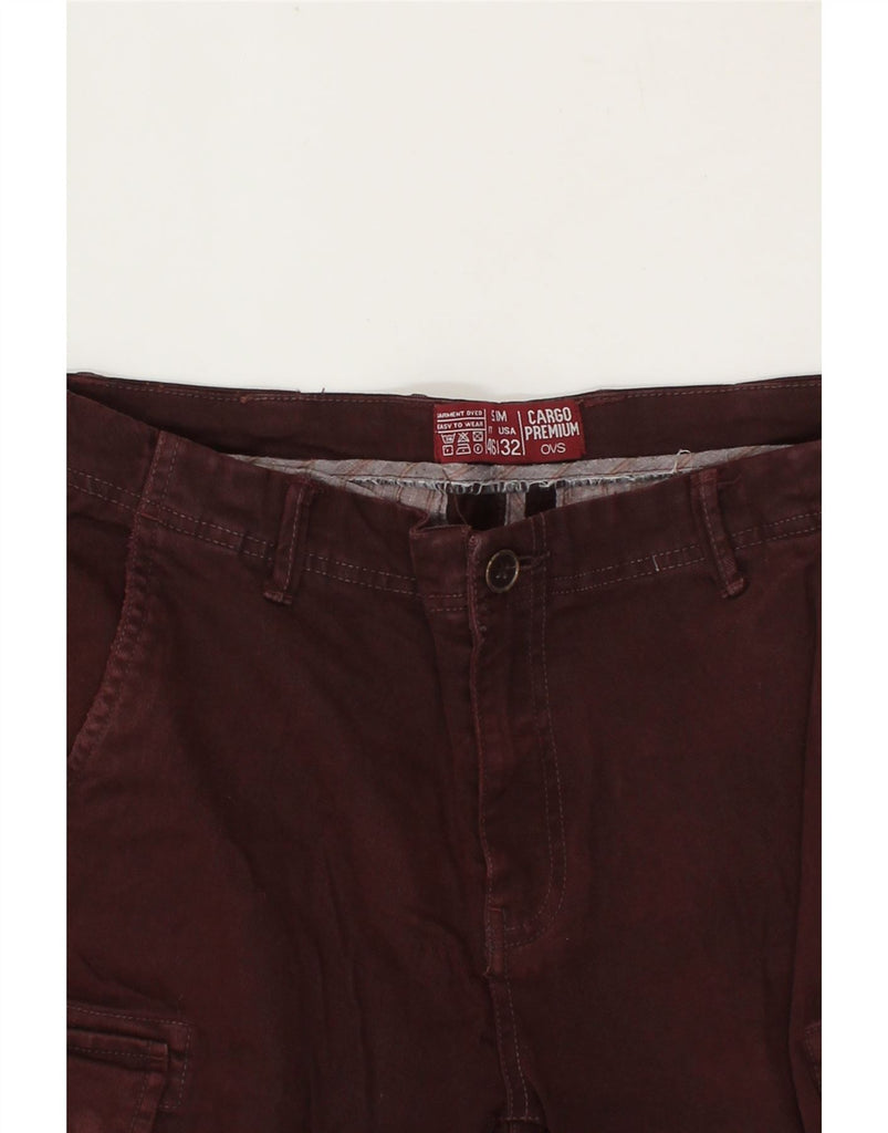 OVS Mens Slim Cargo Trousers  W32 L32 Burgundy Vintage OVS and Second-Hand OVS from Messina Hembry 