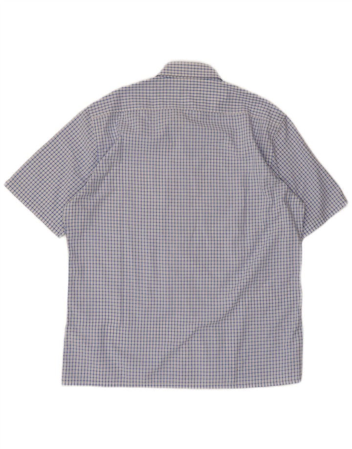 Yves Saint Laurent Mens Short Sleeve Shirt Large Blue Check Polyester