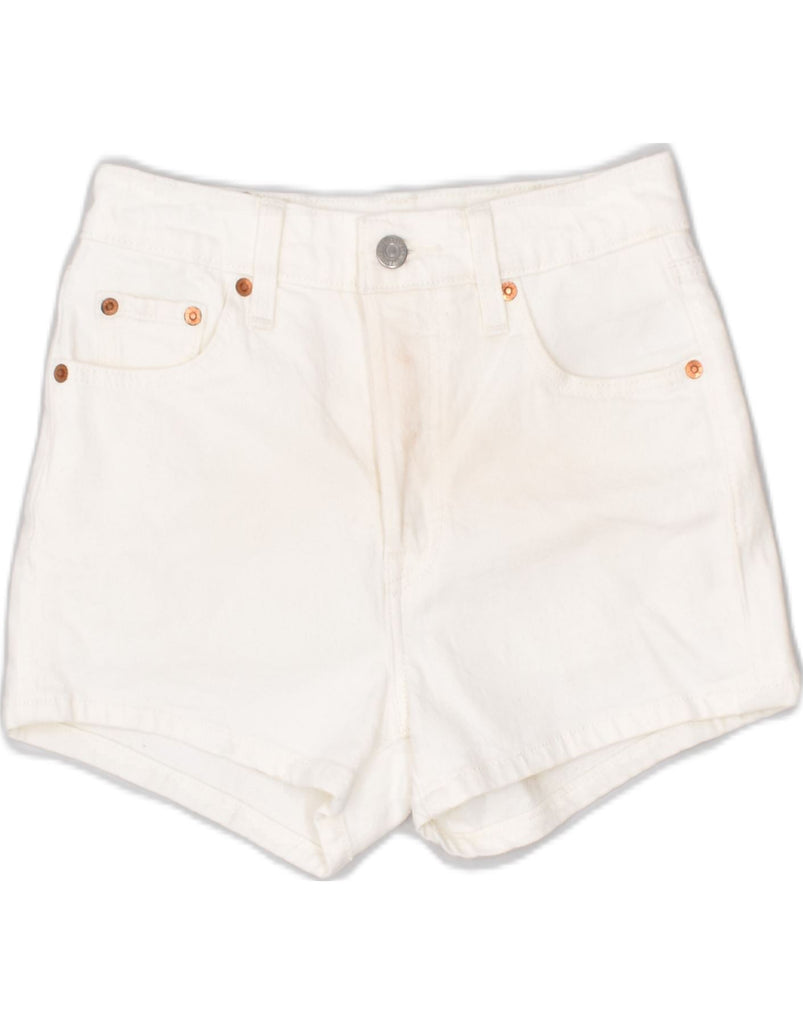 LEVI'S Womens 501 Denim Shorts UK 4 XS W24 White Cotton | Vintage | Thrift | Second-Hand | Used Clothing | Messina Hembry 