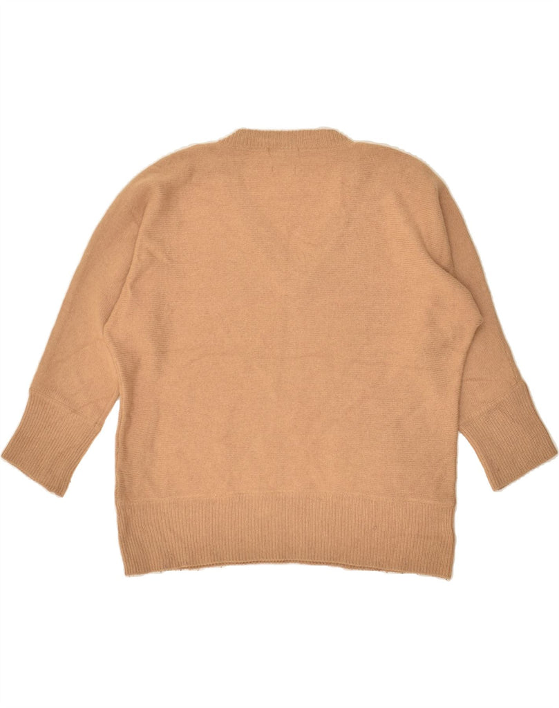 MASSIMO DUTTI Womens 3/4 Sleeve V-Neck Jumper Sweater UK 16 Large Beige | Vintage Massimo Dutti | Thrift | Second-Hand Massimo Dutti | Used Clothing | Messina Hembry 