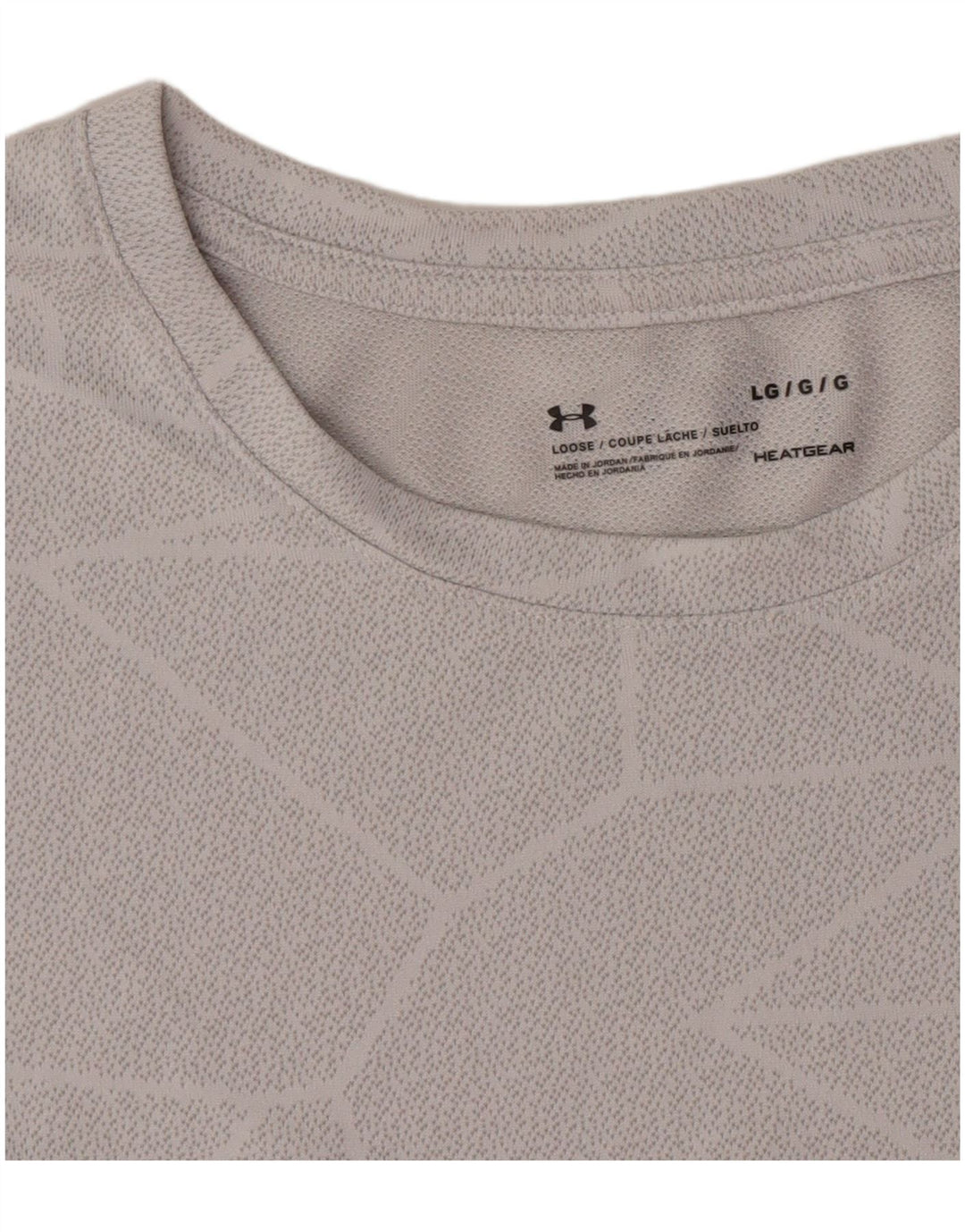 Under Armour Mens Heat Gear T-Shirt Top Large Grey Geometric Polyester