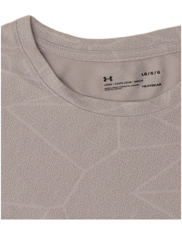 Under Armour Mens Heat Gear T-Shirt Top Large Grey Geometric Polyester