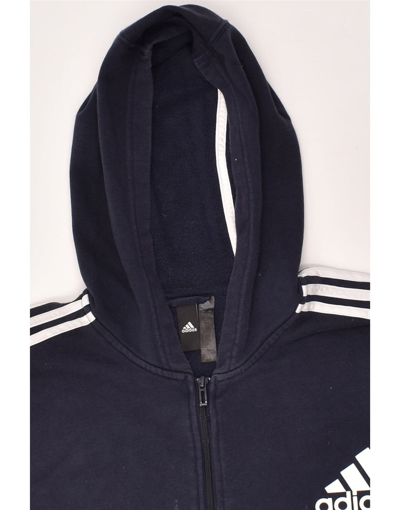 ADIDAS Mens Zip Hoodie Sweater XL Navy Blue Colourblock Cotton | Vintage Adidas | Thrift | Second-Hand Adidas | Used Clothing | Messina Hembry 