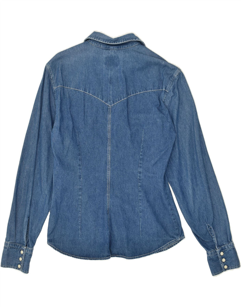 WAMPUM Womens Denim Shirt UK 16 Large Blue Cotton | Vintage Wampum | Thrift | Second-Hand Wampum | Used Clothing | Messina Hembry 