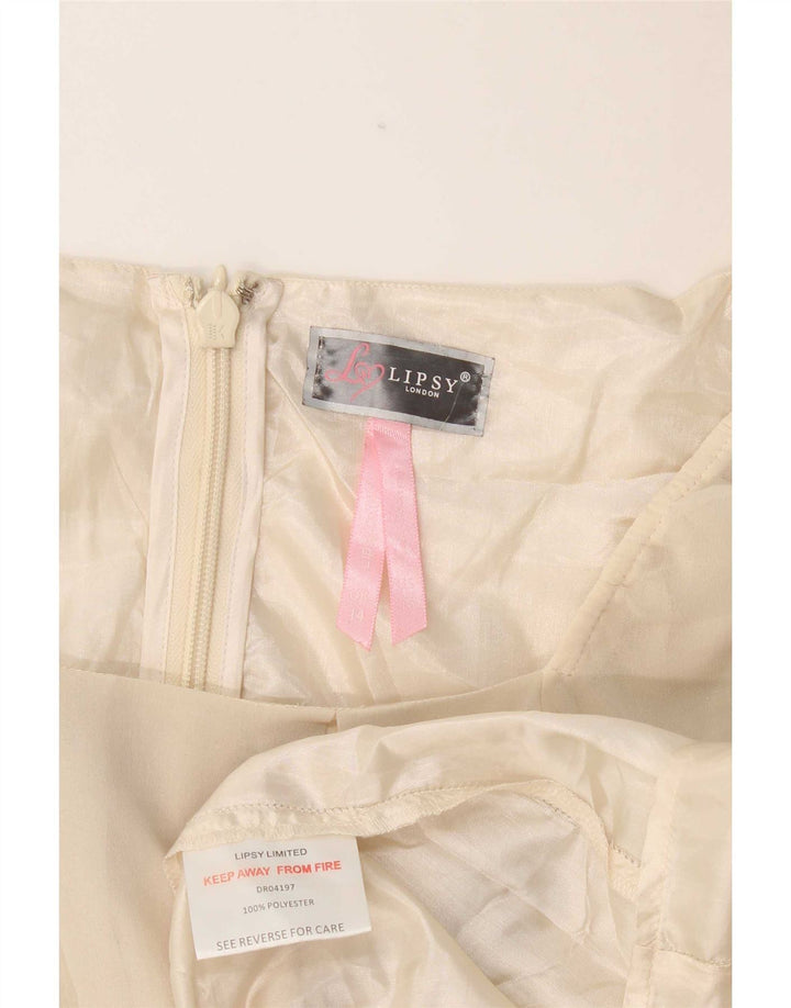 Lipsy Womens 3/4 Sleeve Shift Dress UK 14 Medium Off White Polyester