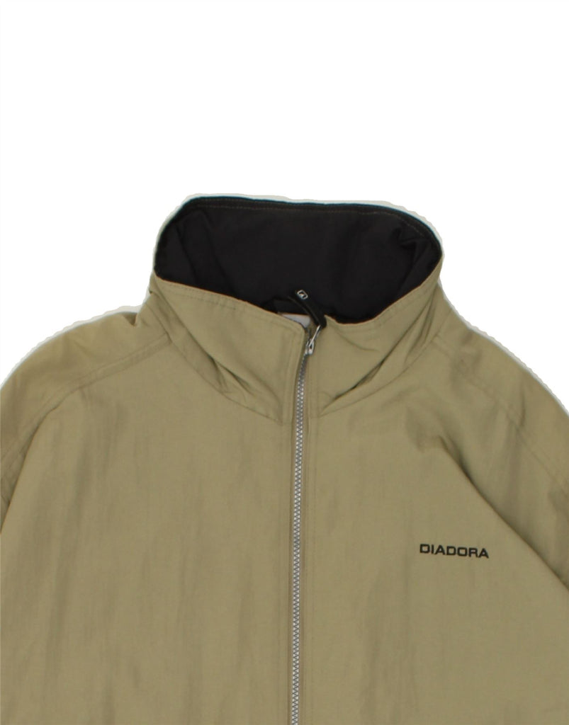 DIADORA Mens Hooded Rain Jacket UK 42 XL Khaki Polyamide | Vintage Diadora | Thrift | Second-Hand Diadora | Used Clothing | Messina Hembry 