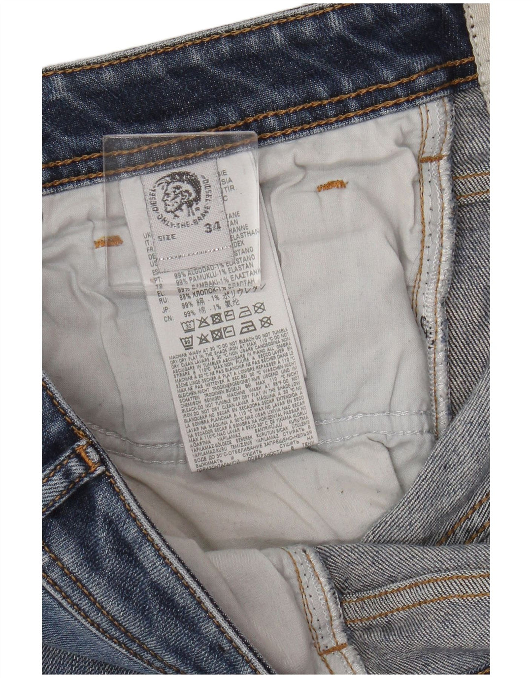 Diesel Mens Bootcut Jeans W34 L34 Blue Cotton
