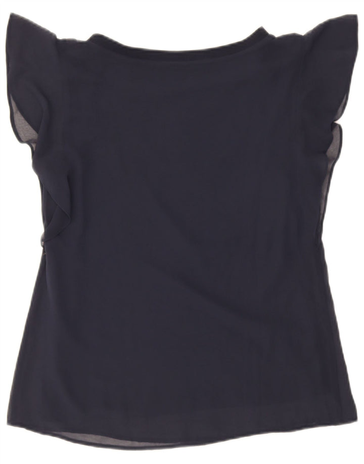 Zara Womens Oversized Blouse Top UK 6 XS Navy Blue Viscose