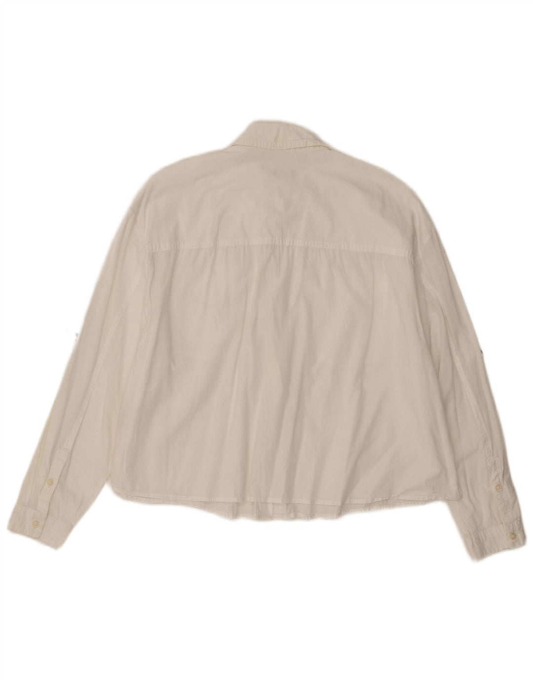 BENETTON Womens Crop Oversized Shirt UK 16 Large White Cotton