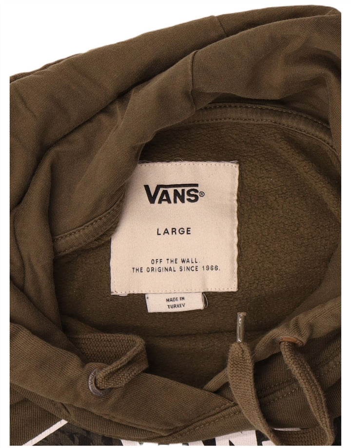 Vans Mens Graphic Hoodie Jumper Large Khaki Cotton