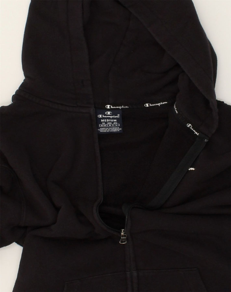 CHAMPION Mens Graphic Zip Hoodie Sweater Medium Black Cotton | Vintage Champion | Thrift | Second-Hand Champion | Used Clothing | Messina Hembry 