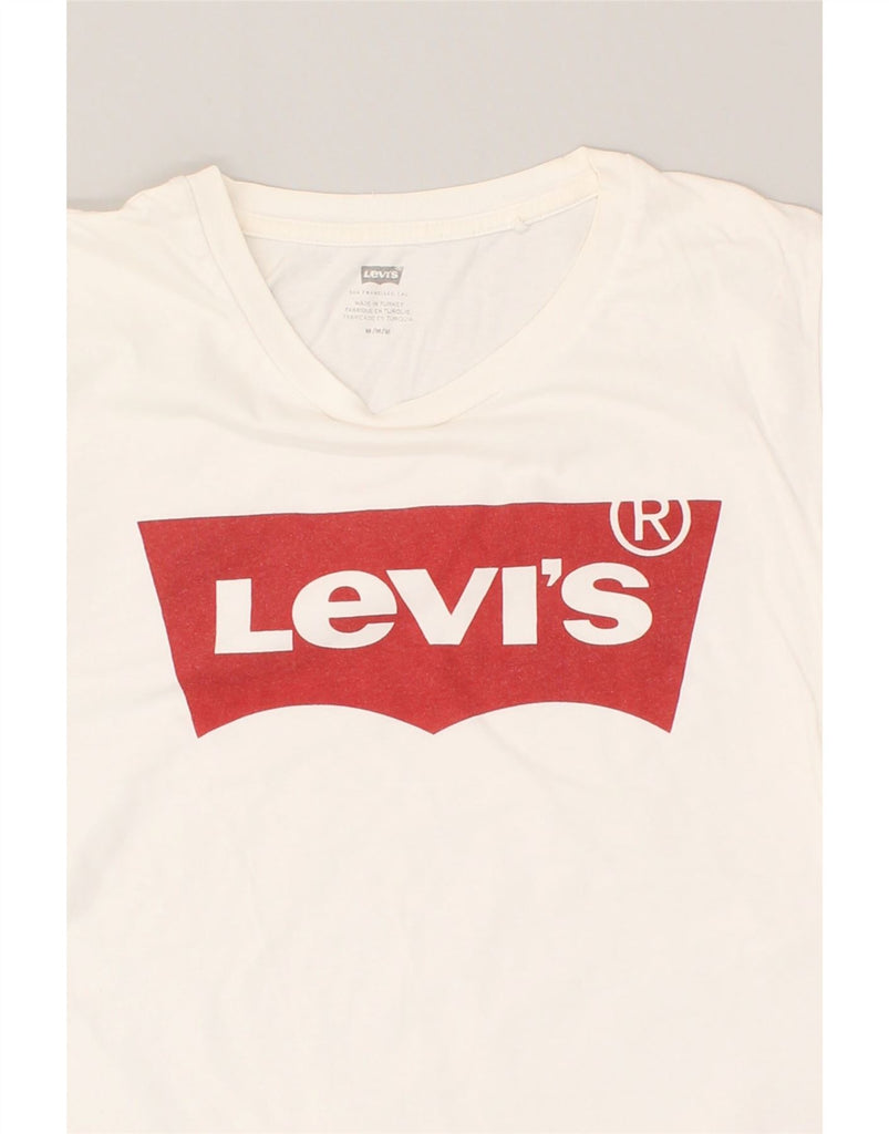 LEVI'S Womens Graphic T-Shirt Top UK 12 Medium White Cotton | Vintage Levi's | Thrift | Second-Hand Levi's | Used Clothing | Messina Hembry 