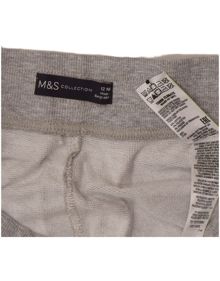 Marks & Spencer Womens Tracksuit Trousers Joggers UK 12 Medium  Grey Cotton