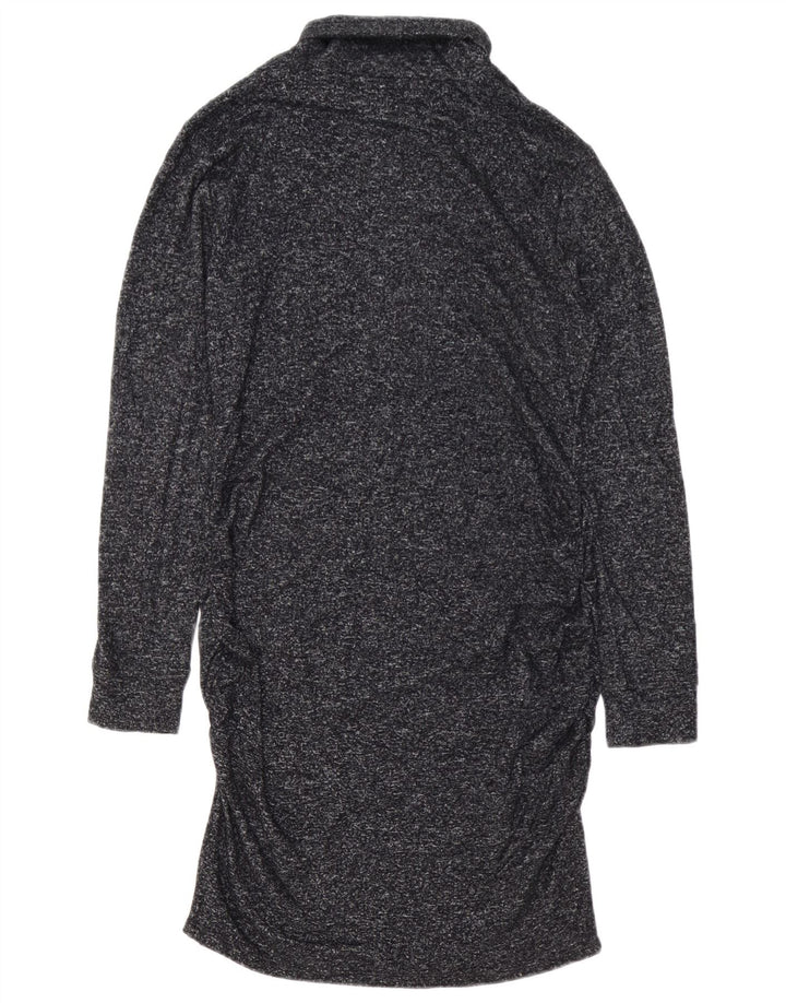 Athleta Womens Roll Neck Jumper Dress UK 14 Medium Navy Blue Flecked Rayon