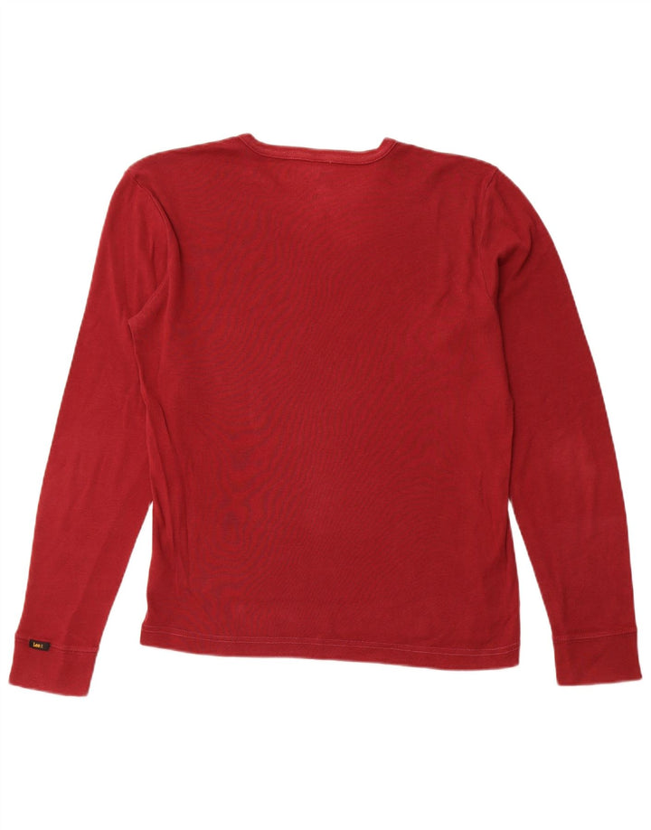 LEE Womens Top Long Sleeve UK 16 Large Red Cotton