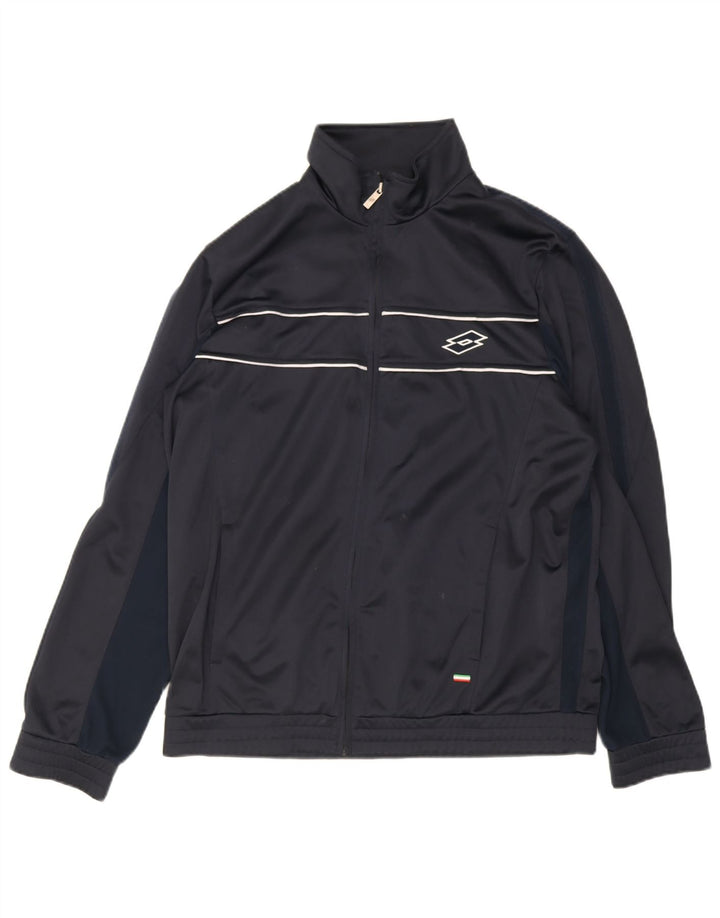 Lotto Mens Tracksuit Top Jacket Medium Navy Blue Colourblock Polyester