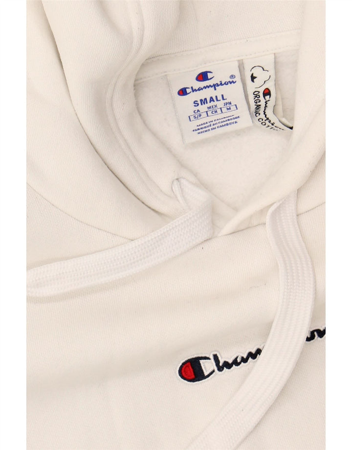 CHAMPION Mens Graphic Hoodie Jumper Small White Cotton
