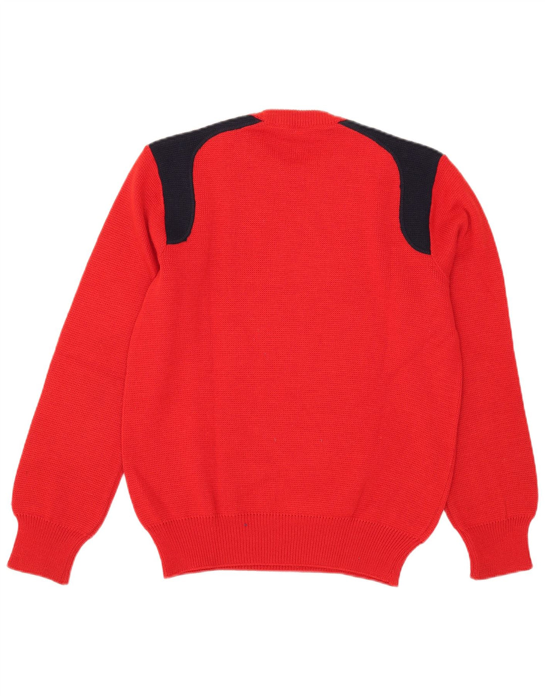 Life Line Mens Crew Neck Jumper Sweater Medium Red Colourblock Wool